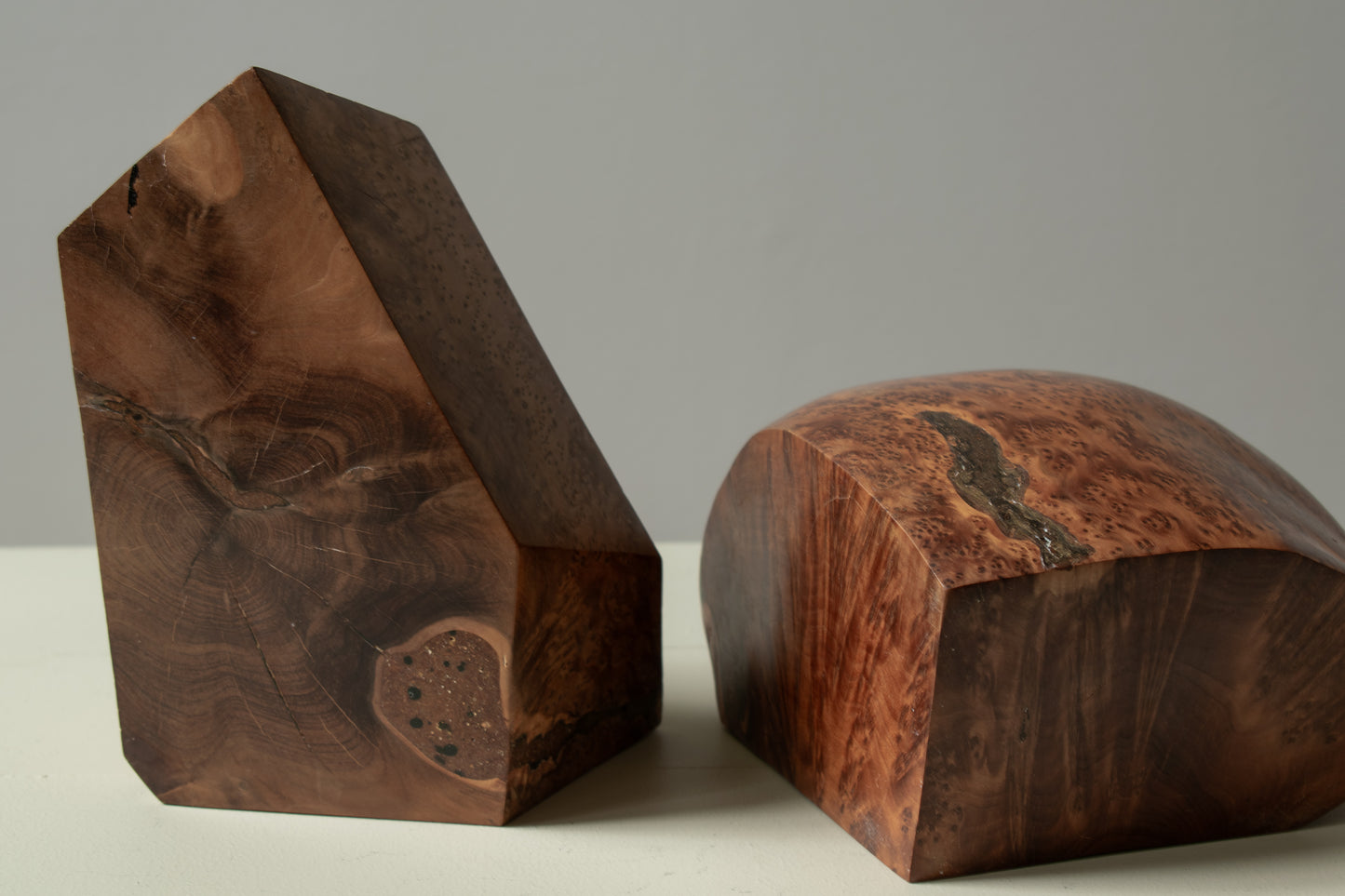 Burl Wood Sculptural Forms (Pair)