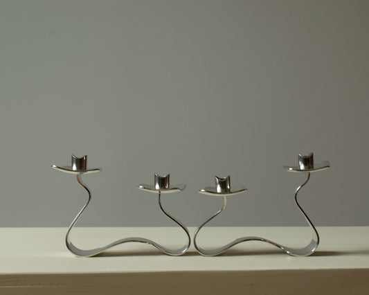 Metal Candlestick Holders, Set of Two